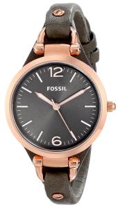 Đồng hồ Fossil Women's ES3077 Georgia Smoke Leather and Rose Gold-Tone Stainless Steel Watch