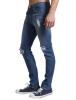 LE3NO Mens Premium Vintage Washed Skinny Denim Jean Pants