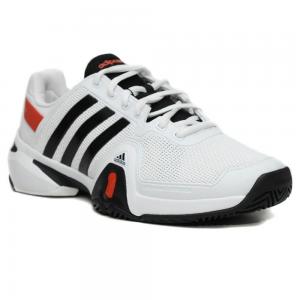 Adidas Men's Adipower Barricade 8 Tennis Shoe-Running White/ Black/ Hi-Res Red
