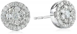 10k White Gold Round Diamond Cluster Earrings (1/2 cttw, I-J Color, I2-I3 Clarity)