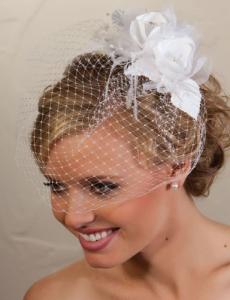 French (Birdcage) Veil with Beaded Flower