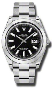 Rolex Datejust II Black Dial Stainless Steel Automatic Mens Watch 116300BKSO