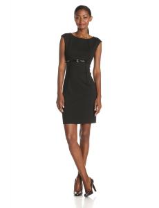 Calvin Klein Women's Cap-SleeveBelted Sheath Dress