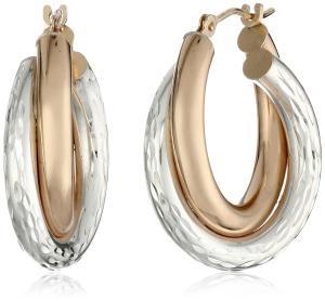 Bonded 14k Yellow Gold and Sterling Silver Two-Tone Hoop Earrings