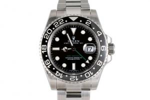 Rolex Mens Stainless Steel Gmt II Black Dial