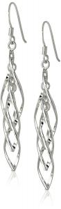 Sterling Silver Linear Swirl French Wire Earrings