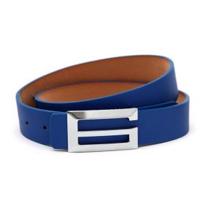 Women Classic Smooth Faux Leather Belt Waistband,Blue