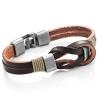 Dark Brown Genuine Leather Nautical Knot Bracelet with Silver Clasps for Him and Her, Unisex, 8