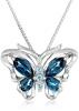 XPY Sterling Silver Swiss and London Blue Topaz Butterfly Pendant Necklace, 18
