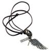 Mens Vintage Style Angel Wing Cross Leather Chain Necklace