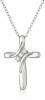 Women's Sterling Silver Diamond Three-Stone Cross Pendant Necklace (1/10 cttw, I-J Color, I2-I3 Clarity), 18
