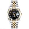 Rolex Mens New Style Heavy Band Stainless Steel & 18K Gold Datejust Model 116203 Jubilee Band Smooth Bezel Black Stick Dial