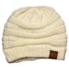 Winter White Ivory Thick Slouchy Knit Oversized Beanie Cap Hat