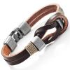 Dark Brown Genuine Leather Nautical Knot Bracelet with Silver Clasps for Him and Her, Unisex, 8