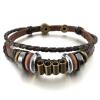 Men,Women's Alloy Genuine Leather Bracelet Bangle Braided Tribal (with Gift Bag)