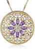 18k Yellow Gold-Plated African Amethyst and Diamond Pendant Necklace, 18