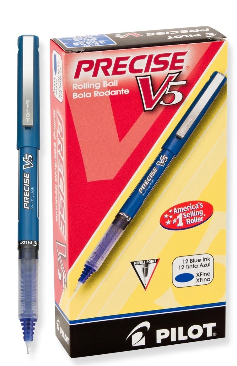 Pilot Precise V5 Stick Rolling Ball Pens Extra Fine Point Blue Ink