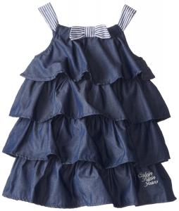 Váy Calvin Klein Little Girls' Tiered Chambray Dress with Printed Contrast Straps