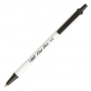 Bic Clic Stic Retractable Ballpoint Pen, Medium Point, 1.0 mm, Black, Box of 12