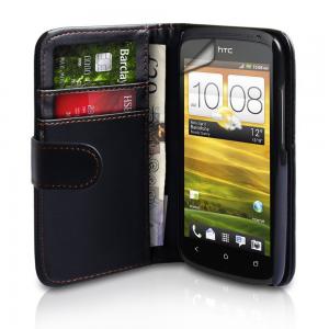 Yousave Accessories HTC One S Case Black PU Leather Wallet Cover With Screen Protector