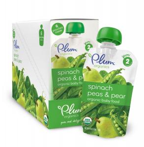 Plum Organics Baby Second Blends, Spinach, Peas and Pear, 4.0-Ounce Pouches (Pack of 12)