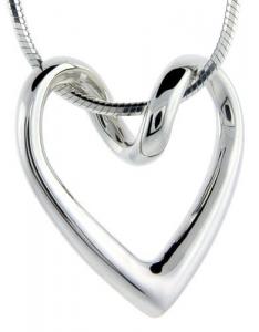 Dây chuyền Sterling Silver Floating Heart Necklace Flawless Quality, 3/4 x 3/4 inch wide