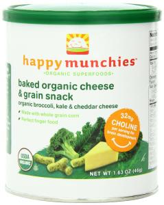 Happy Munchies Baked Organic Cheese & Grain Snack, Organic Broccoli, Kale & Cheddar Cheese, 1.63-Ounce Canisters (Pack of 6)