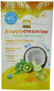 Sữa hoa quả Happy Creamies Organic Veggie and Fruit Snacks with Coconut Milk, (Kiwi, Spinach, Peas and Green Apple), 1 Ounce (Pack of 8)