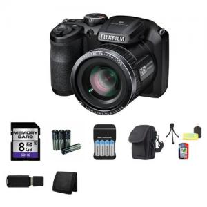 Fujifilm FinePix S4500 Digital Camera (Black) Super Accessory Saver 8GB NiMH Battery/Rapid Charger Bundle