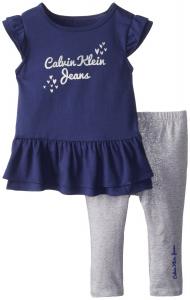 Quần áo Calvin Klein Little Girls' Ruffle Sleeve Logo Set