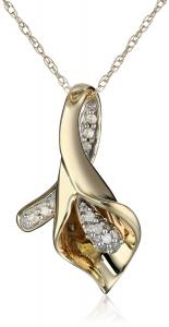 Dây chuyền 10k Gold Calla Lily Diamond Pendant (0.06 cttw, I-J Color, I2-I3 Clarity), 18
