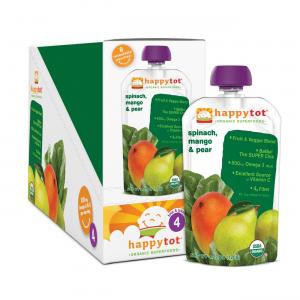Happy Tot Organic Baby Food, Stage 4.22 Ounce, Spinach, Mango and Pear, 4.22-Ounce Pouches (Pack of 16)