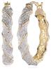 Khuyên tai 18k Yellow Gold-Plated Two-Tone Diamond Accent Twisted Hoop Earrings