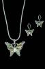 Bộ trang sức Green Abalone Shell Butterfly Pendant with Popcorn Chain Necklace with Matching Earrings by Jewelry Nexus