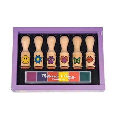 Bộ dấu đồ chơi Melissa & Doug Deluxe Wooden Happy Handle Stamp Set