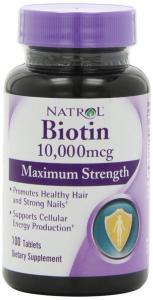 Thực phẩm dinh dưỡng Natrol Biotin 10,000 mcg Maximum Strength Tablets, 100-Count