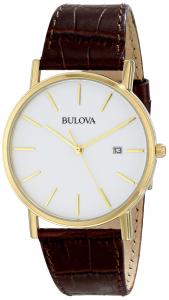 Đồng hồ Bulova Men's 97B100 Gold-Tone Stainless Steel and Brown Leather Watch