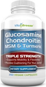 Thực phẩm dinh dưỡng Glucosamine Chondroitin, MSM & Turmeric Dietary Supplement - 250 Veggie Capsules