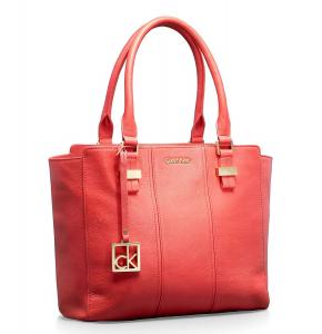 Túi xách Calvin Klein Caitlin Leather Shopper Tote Handbag Red Pepper