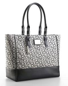 Túi xách Calvin Klein Womens Logo Jacquard Fabric Shopper Tote Shoulder Bag Handbag (Granite)