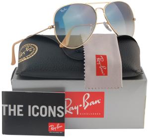Kính mắt Ray-Ban RB3025 Aviator Sunglasses Shiny Gold/Blue Gradient (001/3F) RB 3025 58mm Authentic