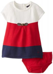 Váy Nautica Baby-Girls Infant Short-Sleeve Color Block Sweater Dress