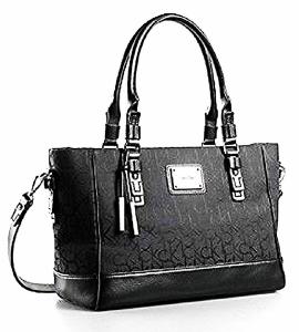 Túi xách Calvin Klein Womens Logo Jacquard City Shopper Tote Shoulder Bag (Black)