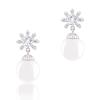 Bông tai 18k White Gold Plated White Shell Pearl with Cubic Zirconia Snowflake Drop Earrings (10-10.5 mm)