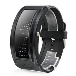 Đồng hồ Soleasy White LED Black Band Wrist Watch with 10 Character Display WTH0307