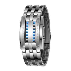 Đồng hồ Soleasy LED Electronic Men Women Stainless Steel Blue Displayer Sports Wristwatch-White WTH0741