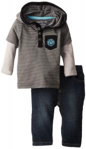 Quần áo trẻ em Calvin Klein Baby-Boys Newborn Twofer Black Stripes Tee with Jeans