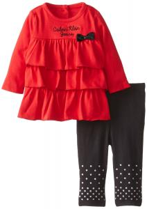 Quần áo bé gái Calvin Klein Baby-Girls Newborn Red Tunic with Black Leggings