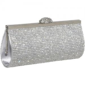 Ví nữ Ecosusi Sophisticated Crystals Rhinestones Clasp Flap Clutch Evening Bag Baguette Handbag