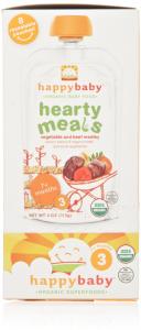 Thực phẩm dinh dưỡng Happy Baby Organic, Stage 3, Hearty Meals, Vegetable and Beef Medley (8 Count, 4 Oz Each)